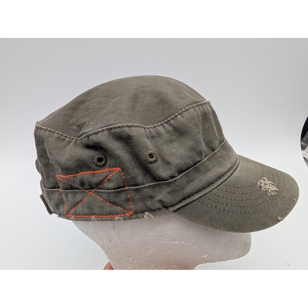 Alternative Apparel Mens Cadet Hat Olive Green Distressed Cotton Military Cap